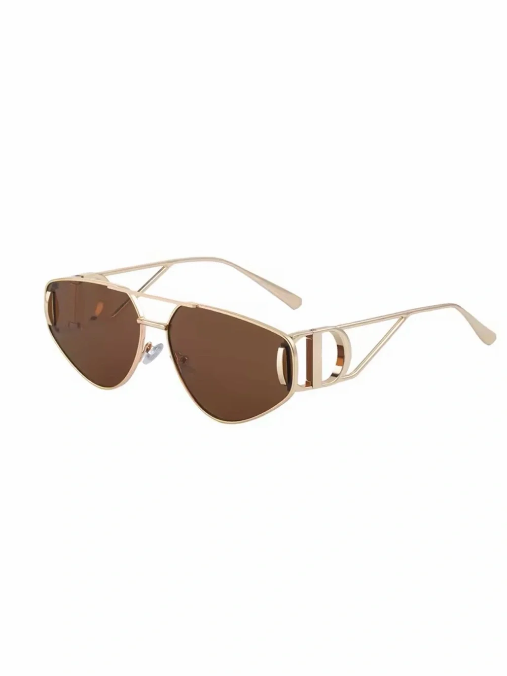 Others Follow Gold Frame Brown Lens Women's Sunglasses
